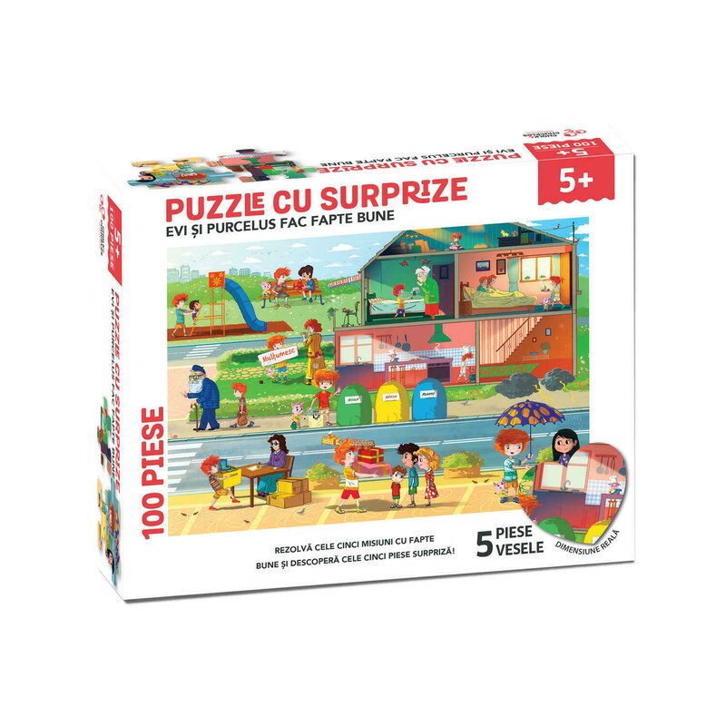 Edu class - puzzle cu surprize - evi si purcelus fac fapte bune (100 piese)