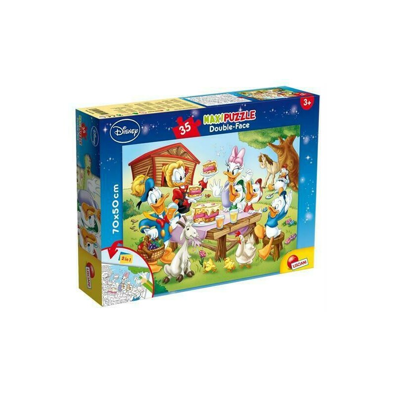 Lisciani - puzzle personaje familia donald duck cu desen de colorat puzzle copii, piese 35