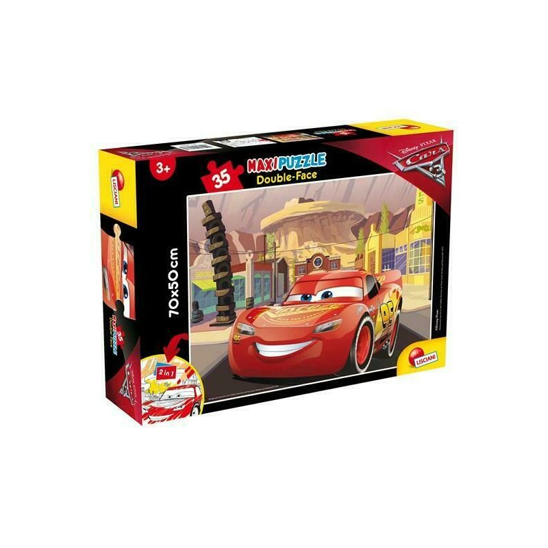 Lisciani - puzzle personaje cars 3 maxi, cu desen de colorat puzzle copii, piese 35