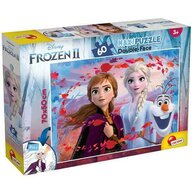Lisciani - Puzzle personaje Elsa Anna si Olaf Maxi, Cu desen de colorat Puzzle Copii, piese 60