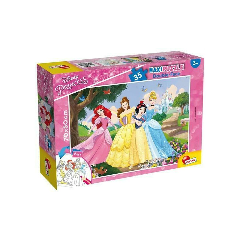 Lisciani - puzzle personaje printese vesele maxi, cu desen de colorat puzzle copii, piese 35