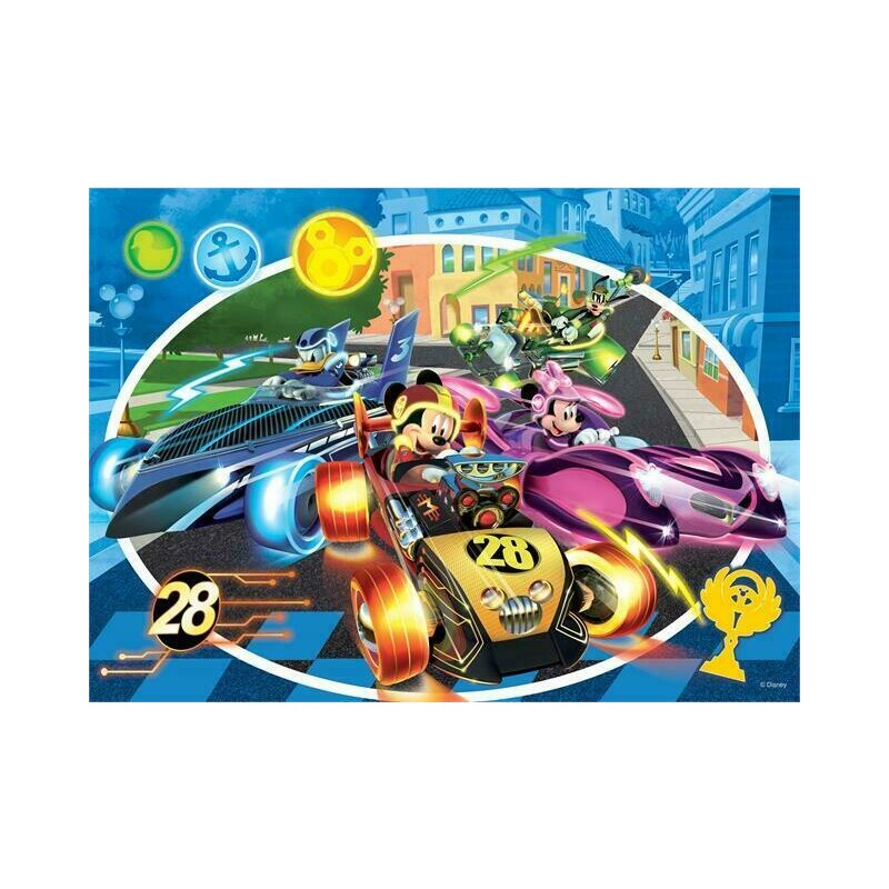 Lisciani - Puzzle personaje Mickey in cursa Cu desen de colorat Puzzle Copii, piese 24