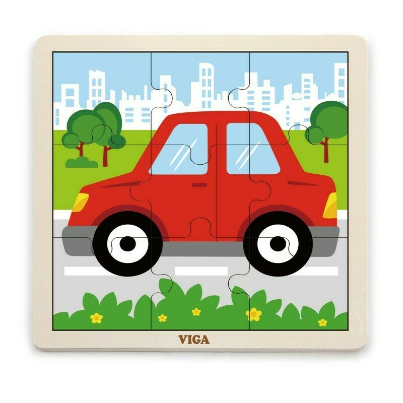Viga - puzzle din lemn masina , puzzle copii , cu piese mari, piese 9