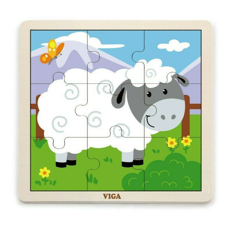 Viga - puzzle din lemn oaie , puzzle copii , cu piese mari, piese 9