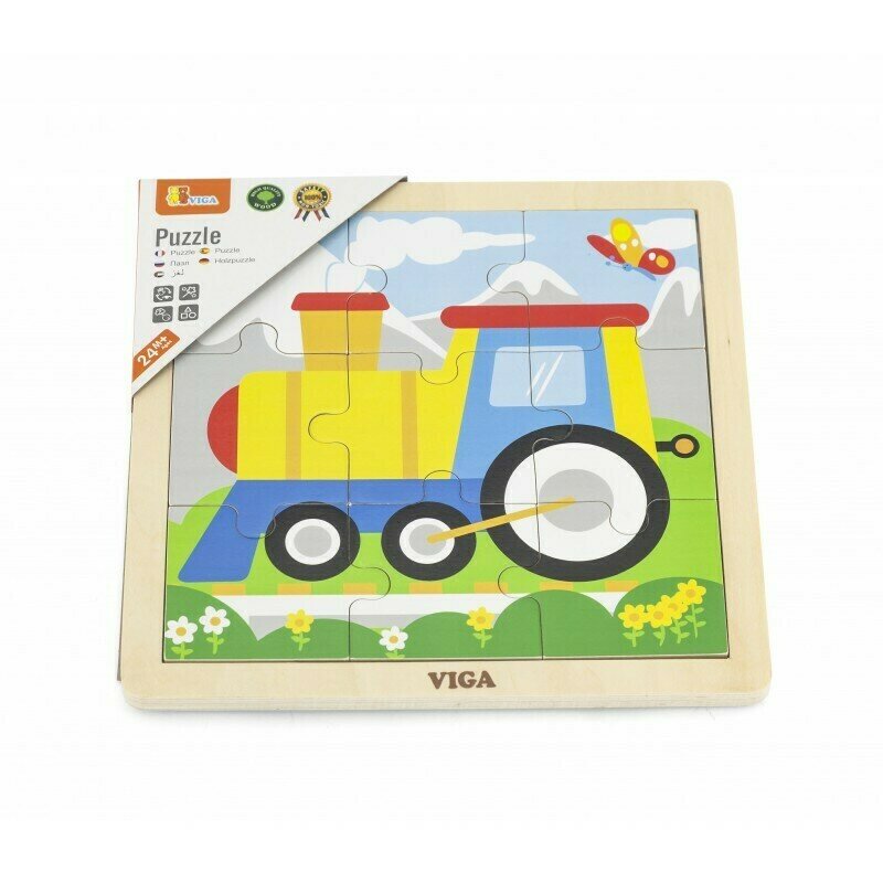 Viga - Puzzle din lemn Tren , Puzzle Copii , Cu piese mari, piese 9