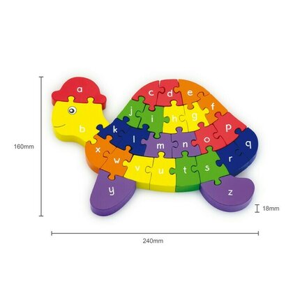 Viga - Puzzle din lemn Broscuta testoasa , Puzzle Copii , 3D, Cu litere si cifre, piese 26