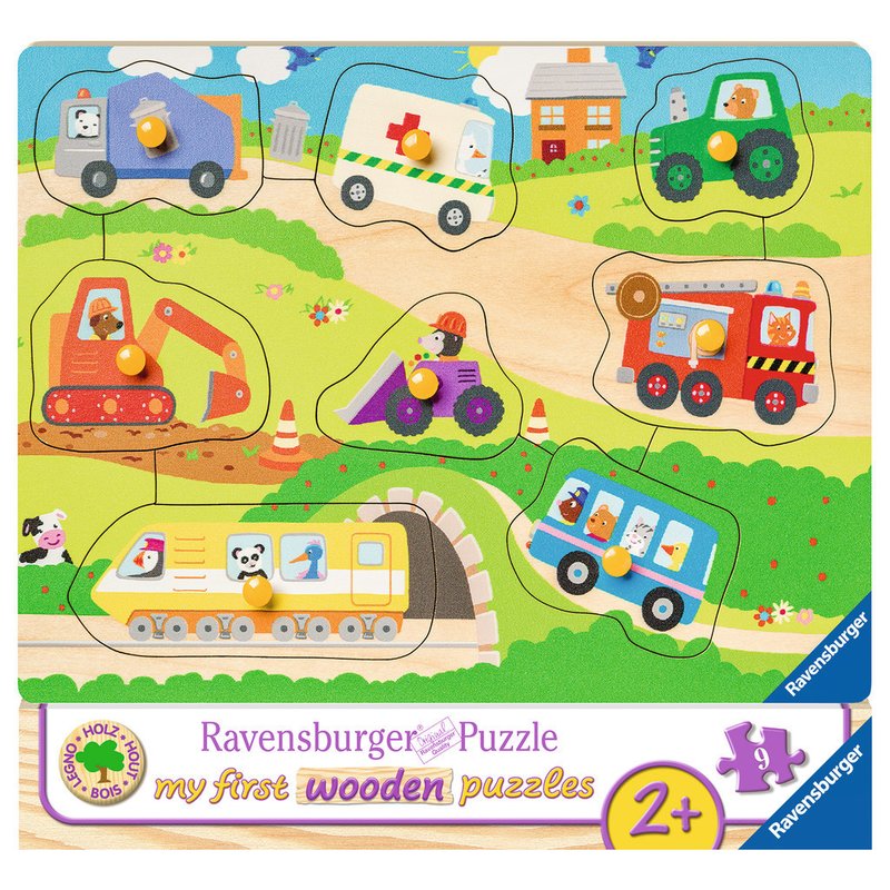 Ravensburger - puzzle din lemn cu vehicule, 8 piese