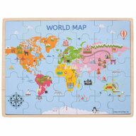 BigJigs - Puzzle din lemn Harta lumii 35 piese