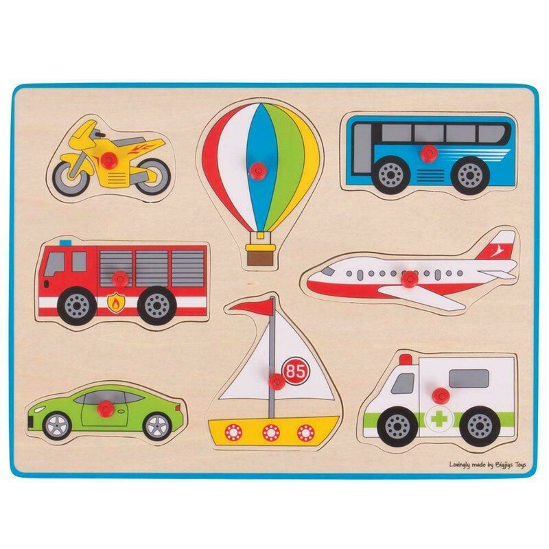 Bigjigs - puzzle din lemn incastru vehicule