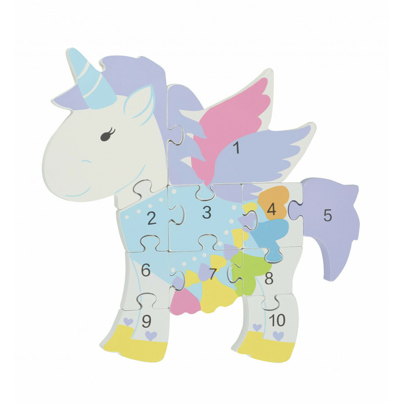 Puzzle din lemn unicorn, orange tree toys