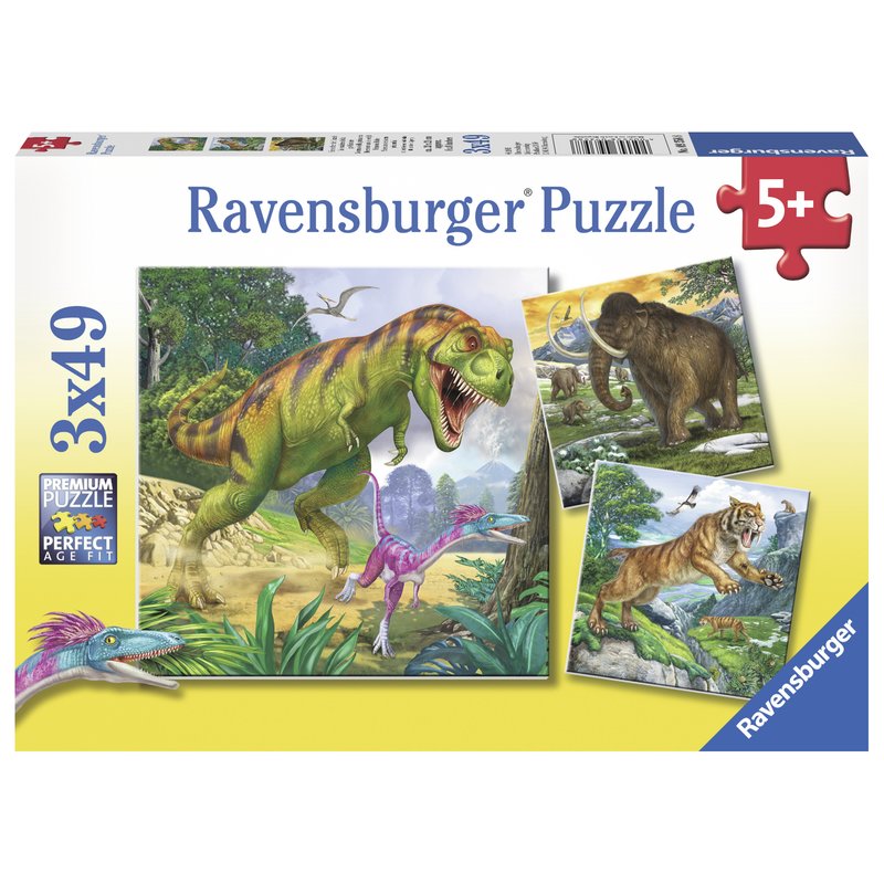 Ravensburger - puzzle dinozauri, 3x49 piese