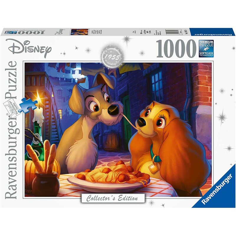 Ravensburger - puzzle personaje doamna si vagabontul , puzzle copii, piese 1000