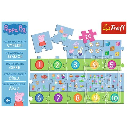 Trefl - Puzzle educativ Numere Peppa Pig , Puzzle Copii, piese 20