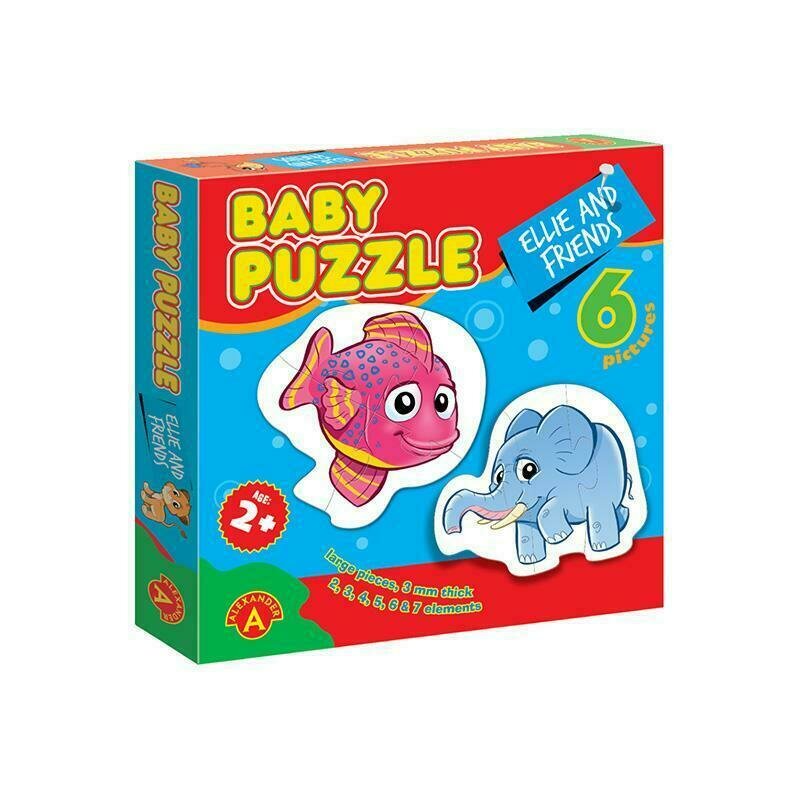 Alexander toys - puzzle educativ ellie si prietenii , puzzle copii , 6 imagini, mega box, piese 27