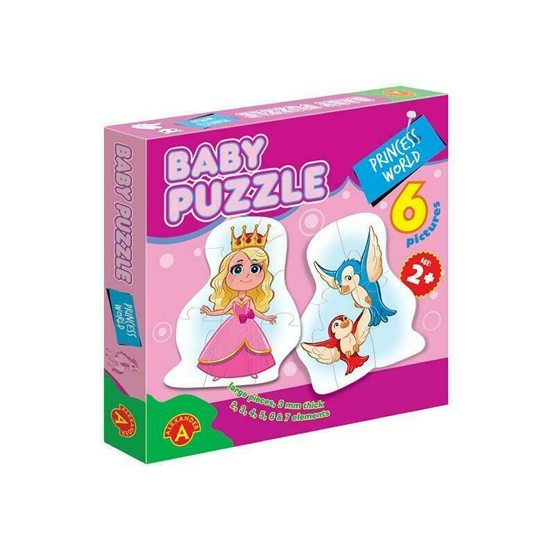 Alexander toys - puzzle educativ lumea printesei , puzzle copii , 6 imagini, mega box, piese 27