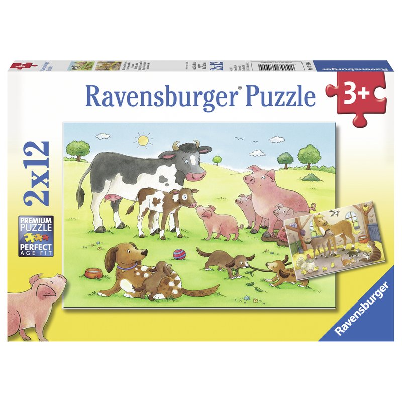 Ravensburger - puzzle familii animale, 2x12 piese