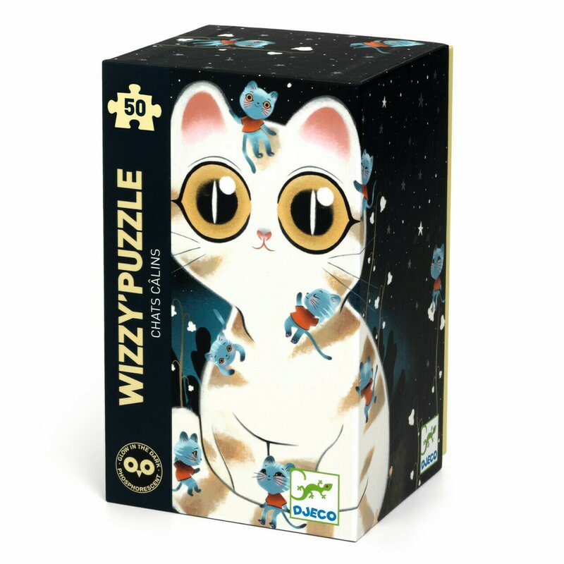 Djeco - puzzle fosforescent pisici rotunjoare,