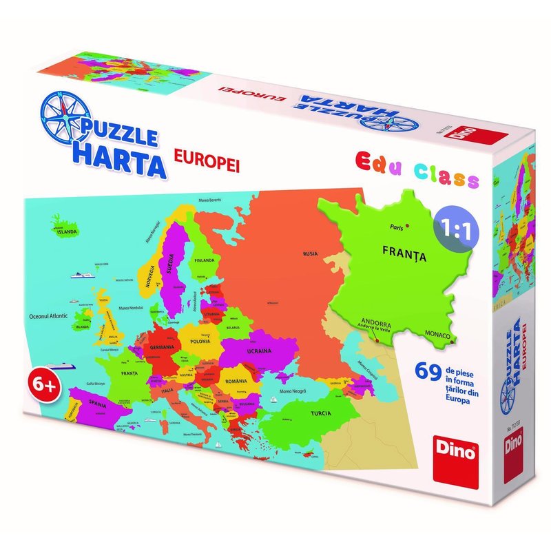 Dino - Toys - Puzzle geografic Harta Europei, 69 piese