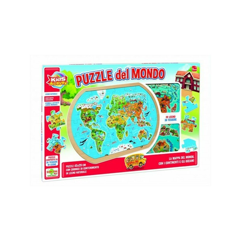 Rs toys - puzzle harta lumii din lemn
