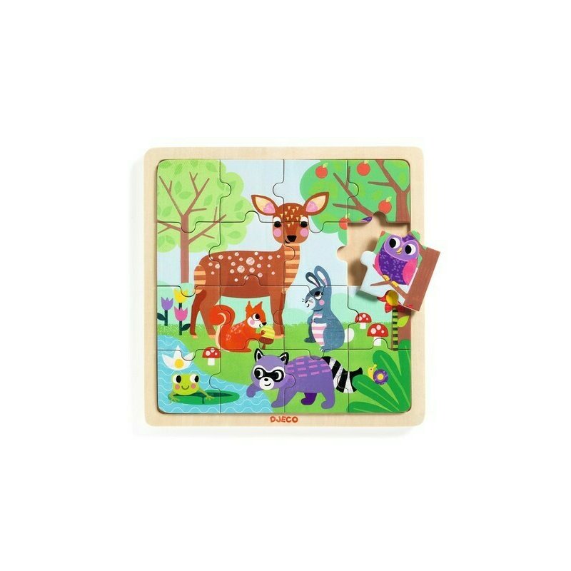 Djeco - puzzle din lemn forest , puzzle copii, piese 16