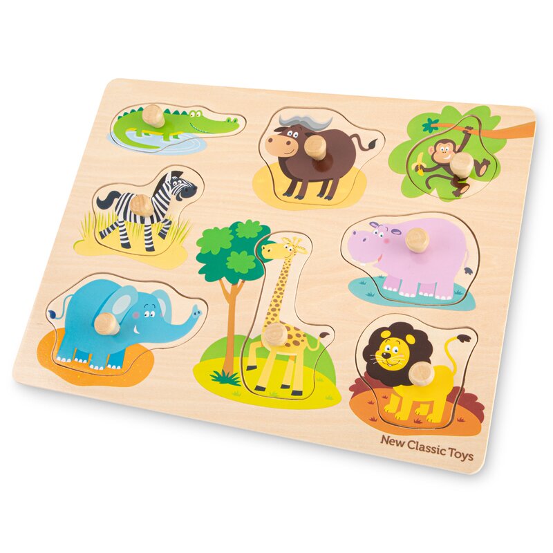 New classic toys - puzzle din lemn safari puzzle copii, piese9