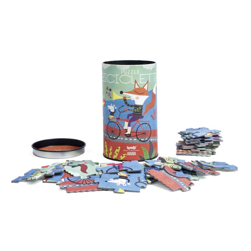 Londji - puzzle animale cu bicicleta , puzzle copii, piese 36