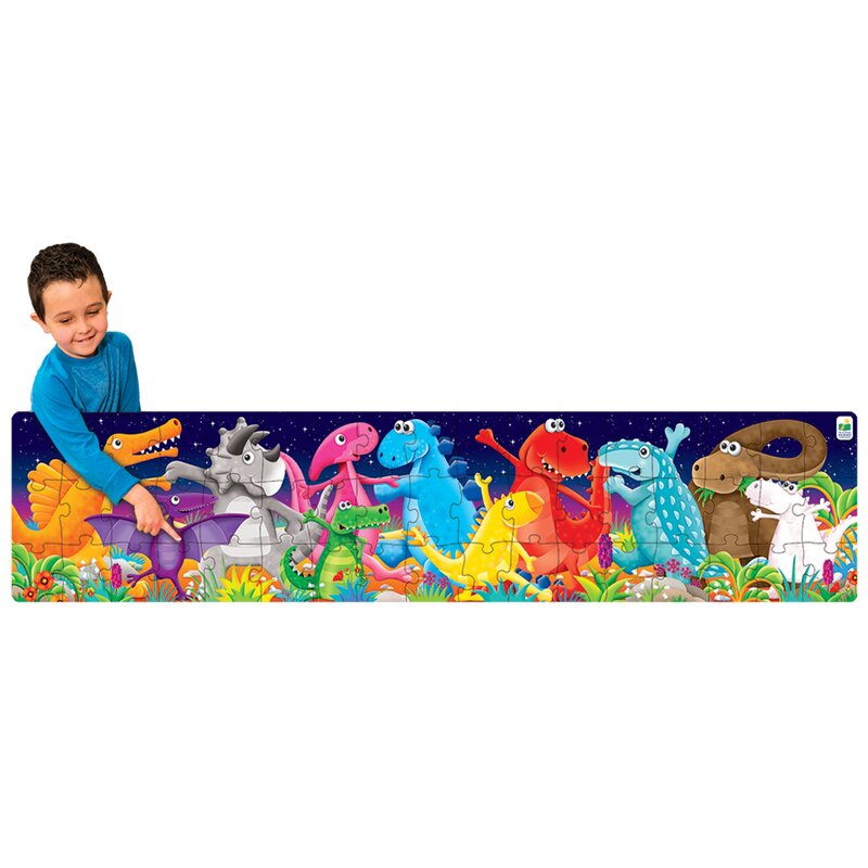 The learning journey - puzzle de podea dinozauri colorati lung puzzle copii, piese 50