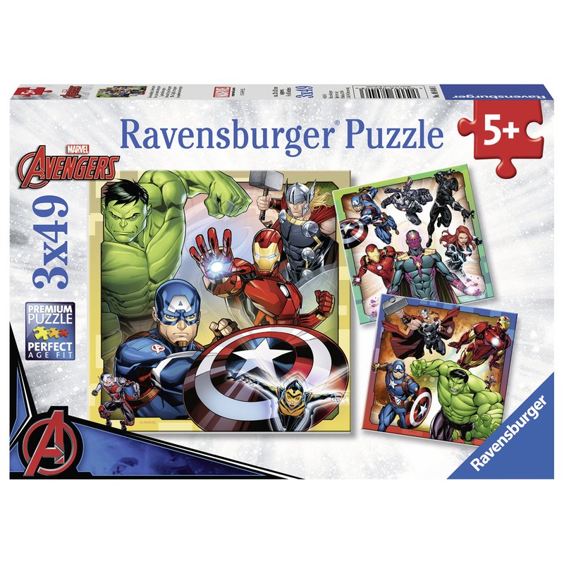 Ravensburger - puzzle marvel avengers, 3x49 piese