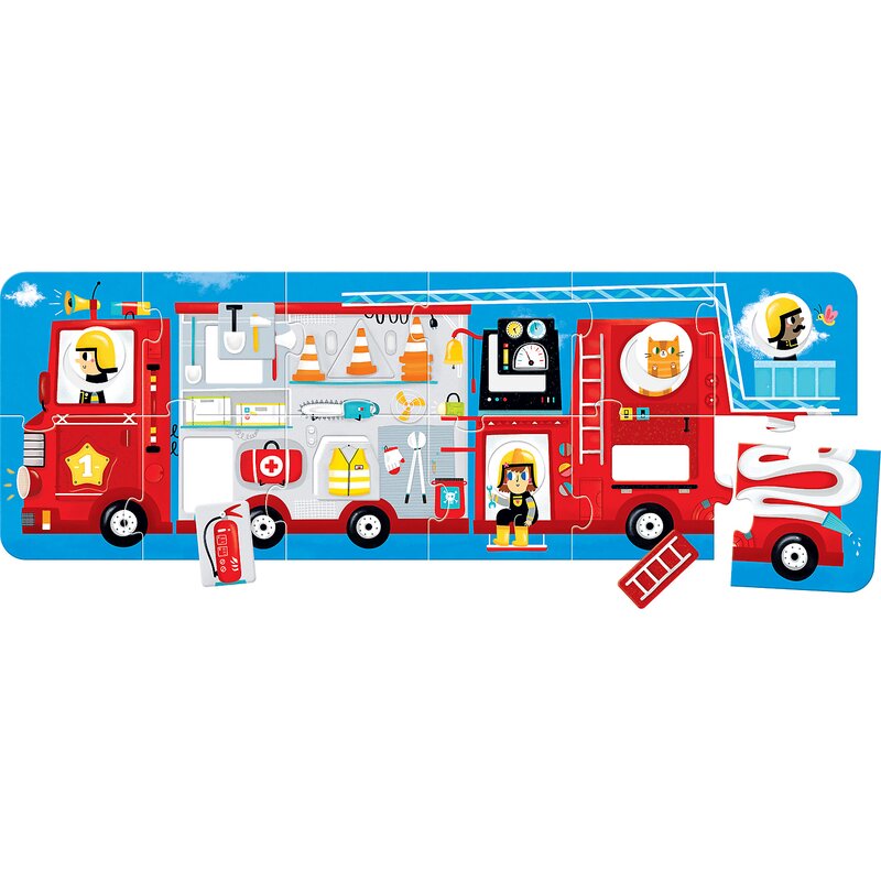 Banana panda - puzzle vehicule masina de pompieri 98x33 cm puzzle copii, piese 23