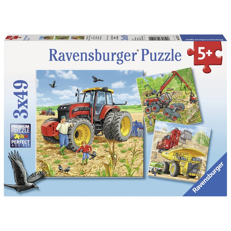 Ravensburger - puzzle masinarii, 3x49 piese