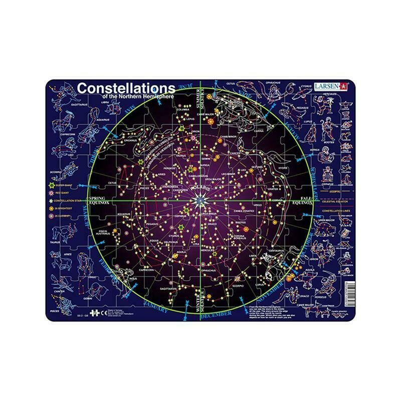 Larsen - puzzle educativ constelatii , puzzle copii , maxi, orientare tip vedere, in engleza, piese 70