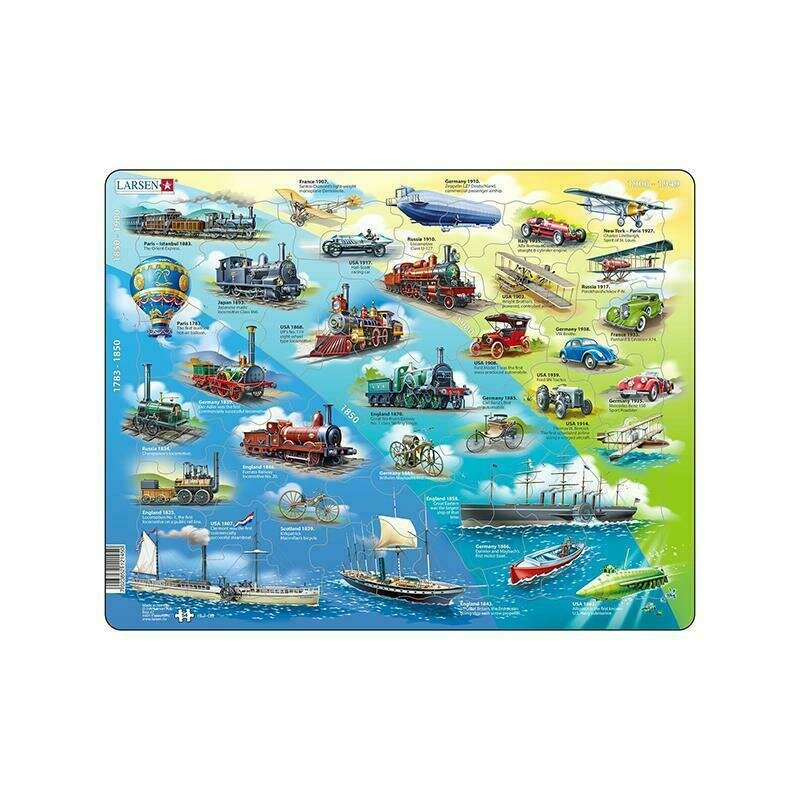 Larsen - Puzzle maxi cu mijloace de transport istorice orientare tip vedere 54 de piese