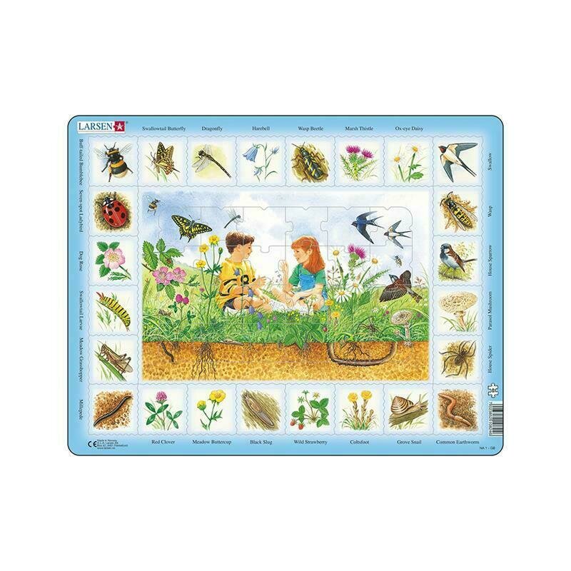 Larsen - puzzle educativ la campie , puzzle copii , maxi, orientare tip vedere, in engleza, piese 48