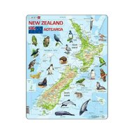 Larsen - Puzzle maxi Noua Zeelanda cu animale (limba engleza), orientare tip portret,  71 de piese, 