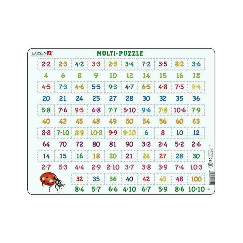 Larsen - Puzzle maxi Numere intre 1 si 100 si inmultiri, orientare tip vedere, 58 de piese,