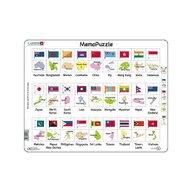 Larsen - Puzzle maxi Steagurile si capitalele a 27 tarilor din Asia si Pacific, orientare tip vedere, 54 de piese, 