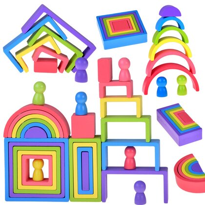 Puzzle Montessori, Din lemn, Cu piese de diferite forme