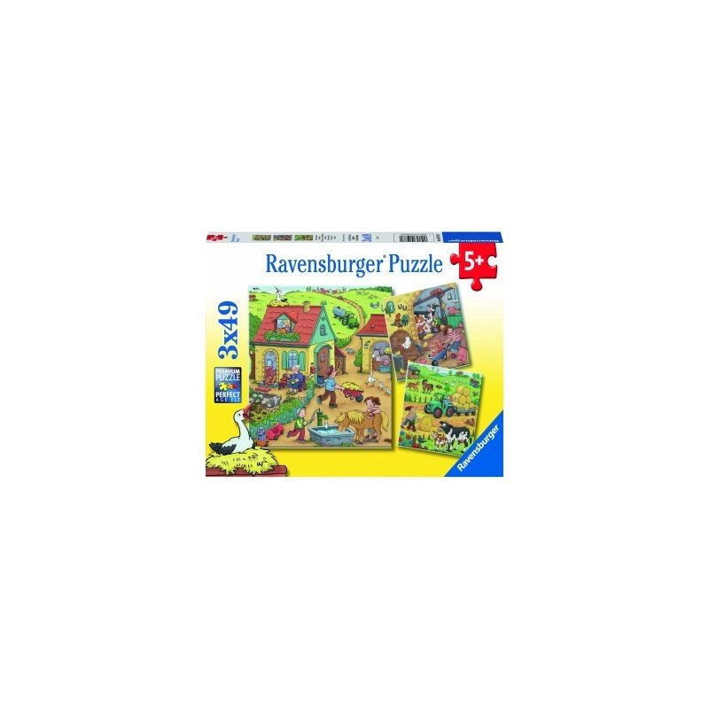 Ravensburger - puzzle munca la ferma, 3x49 piese