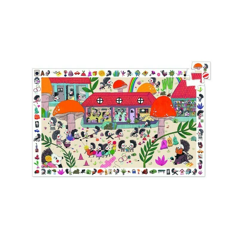 Djeco - puzzle educativ scoala prietenilor arici , puzzle copii, piese 35