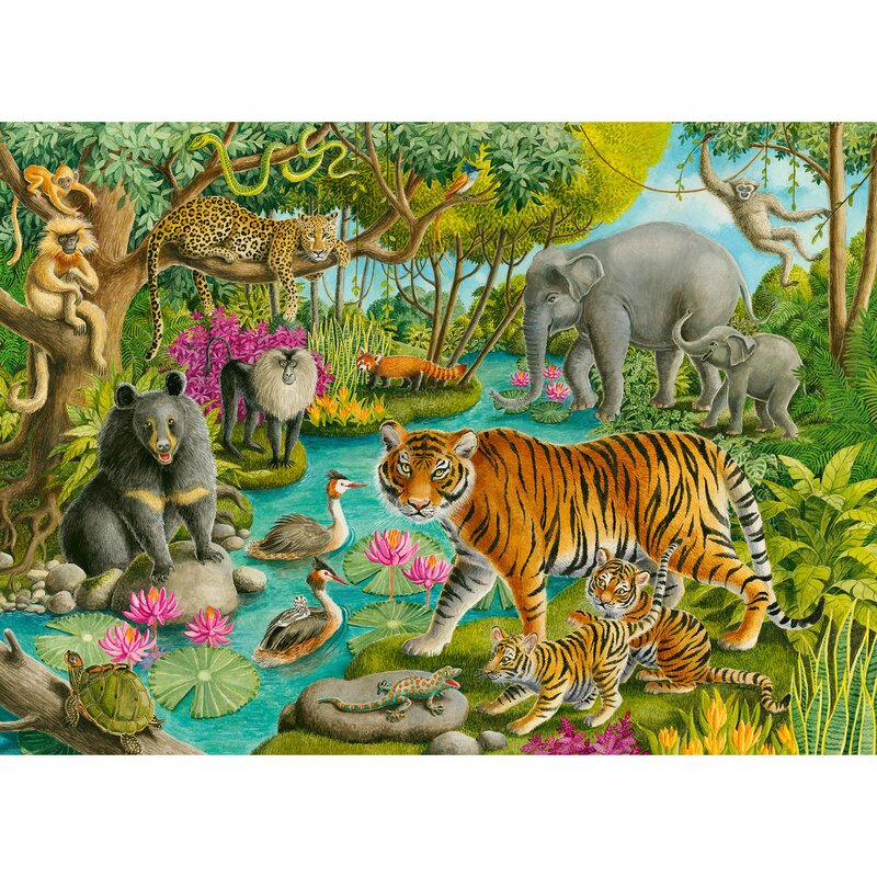 Ravensburger - puzzle animale padure in india puzzle copii, piese 60