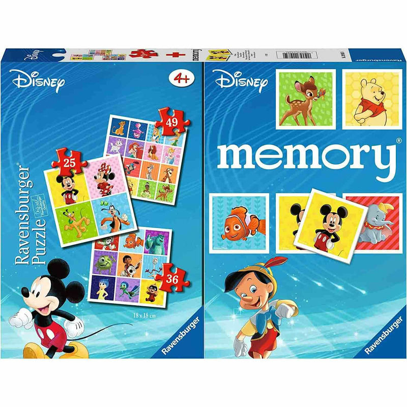 Puzzle + joc memory personaje disney, 25/36/49 piese