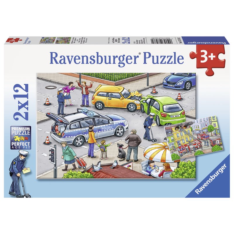 Ravensburger - Puzzle Politie, 2x12 piese