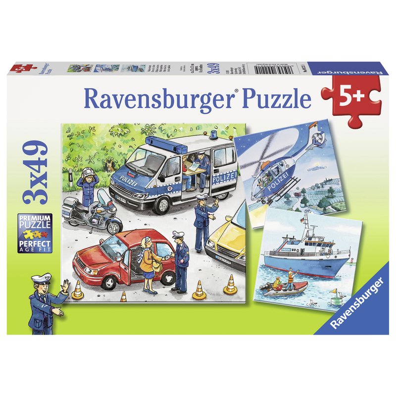 Ravensburger - puzzle politie, 3x49 piese