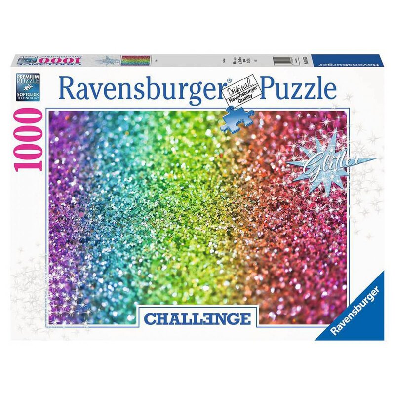 Ravensburger - Puzzle personaje Provocare Curcubeu cu sclipici , Puzzle Copii, piese 1000