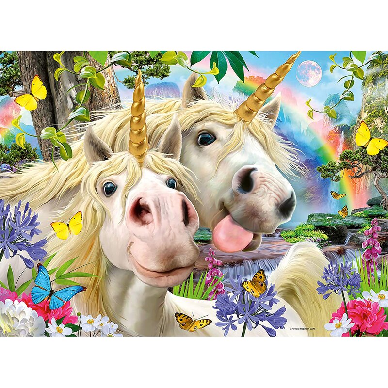 Ravensburger - puzzle personaje selfie cu unicornii puzzle copii, piese 100