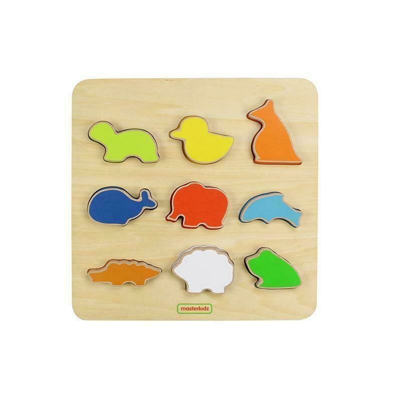 Masterkidz - puzzle sortator de forme (animale), din lemn, +2 ani,