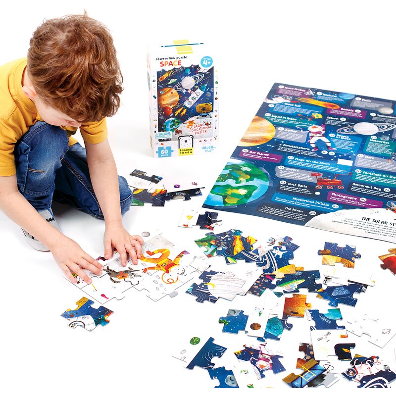 Banana panda - puzzle educativ spatiu 68x48 cm puzzle copii, piese 60