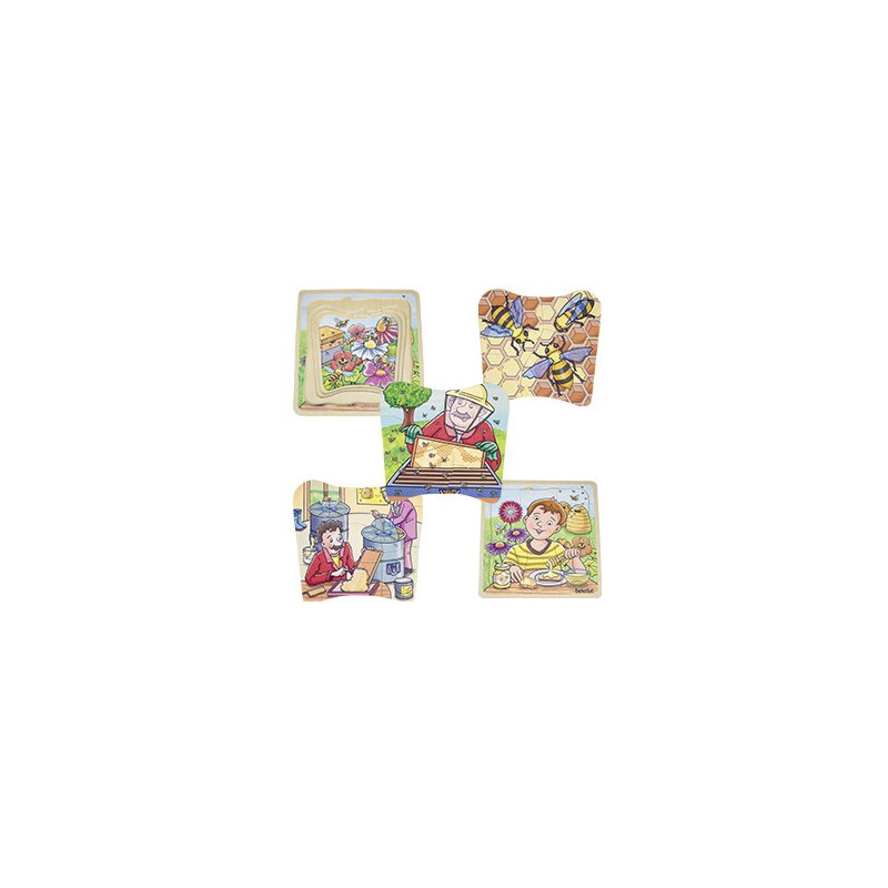Beleduc - puzzle din lemn mierea de albine stratificat puzzle copii, piese 28