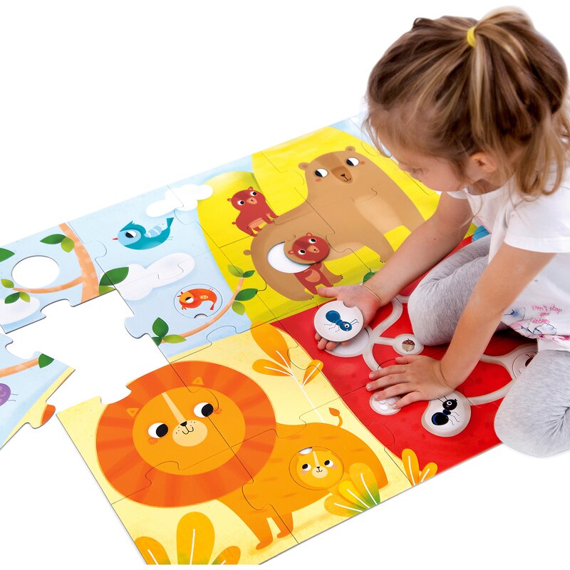Banana panda - puzzle de podea potriveste animalele super mare, 96x64 cm puzzle copii, piese 34