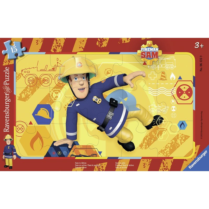 Ravensburger - puzzle tip rama pompier sam, 15 piese